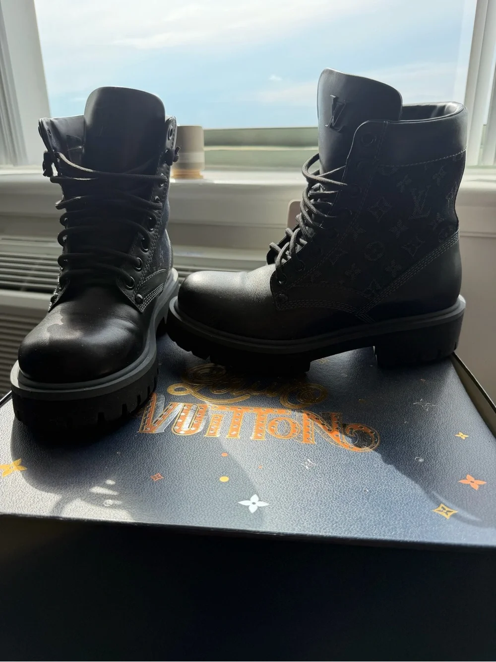 Louis Vuitton Black Lace-Up Leather Boots